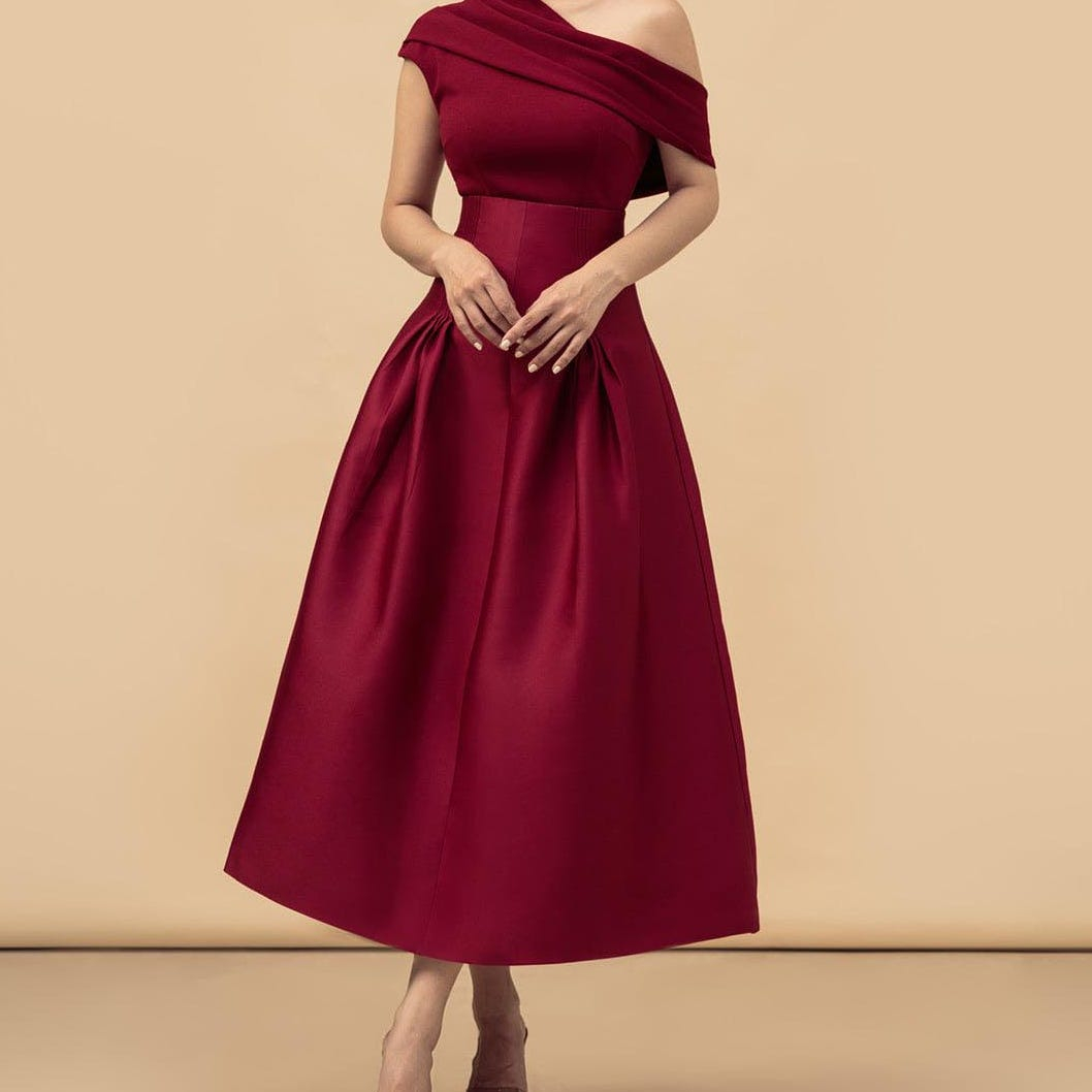 Burgundy Linen Maxi Skirt for Women, Casual High Waist Flowing Skirt, Minimalist Long Summer Skirt